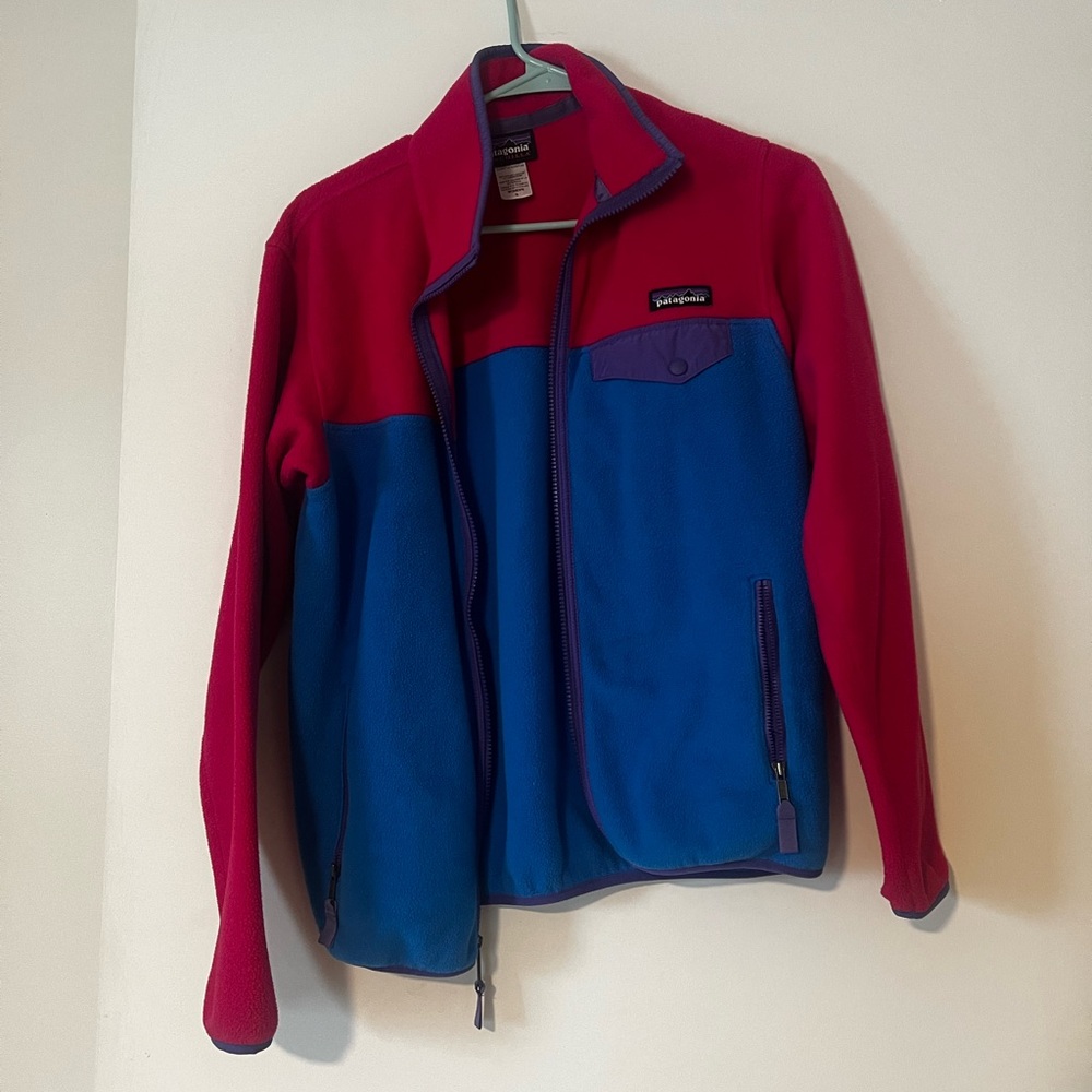 Patagonia Red and Blue Zip-Up Fleece
